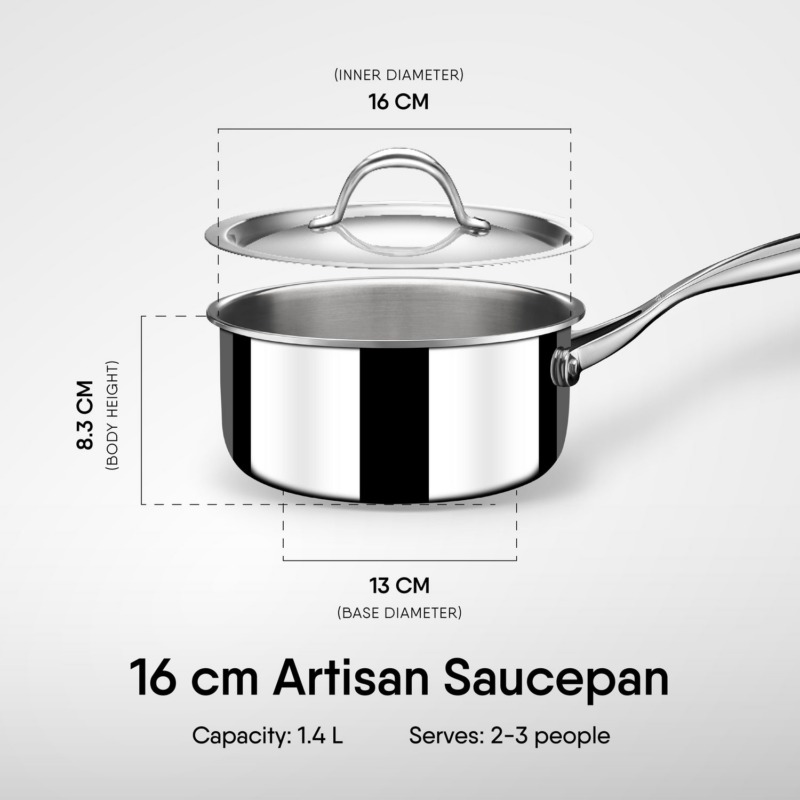 Stahl Artisan Triply Sauce Pan With Lid