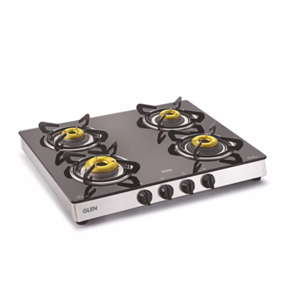 Glen 1042 4 Burner Forged Brass Glass Top Gas Stove