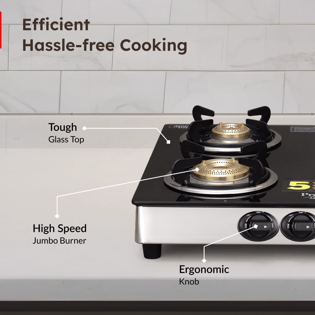 Prestige Marvel Plus GTM 04 4 Burner Glass Top Gas Stove