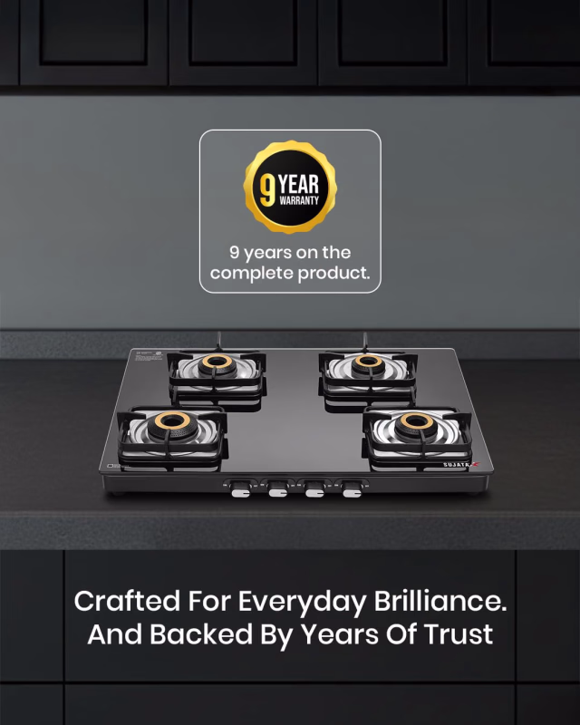 Sujata Classic 4 Burner Glass Top Gas Stove