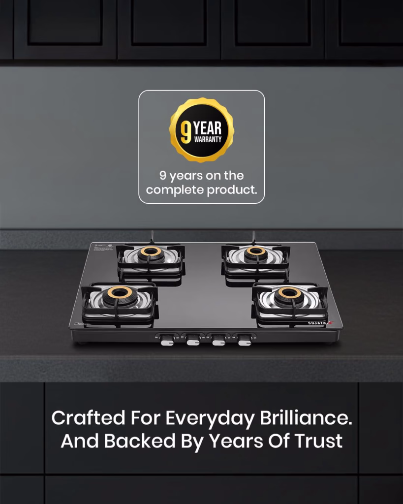 Sujata Classic 4 Burner Glass Top Gas Stove