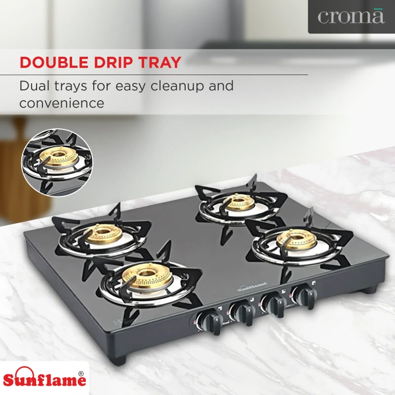 Sunflame Prime 4 Burner Stainless Steel Gas Stove