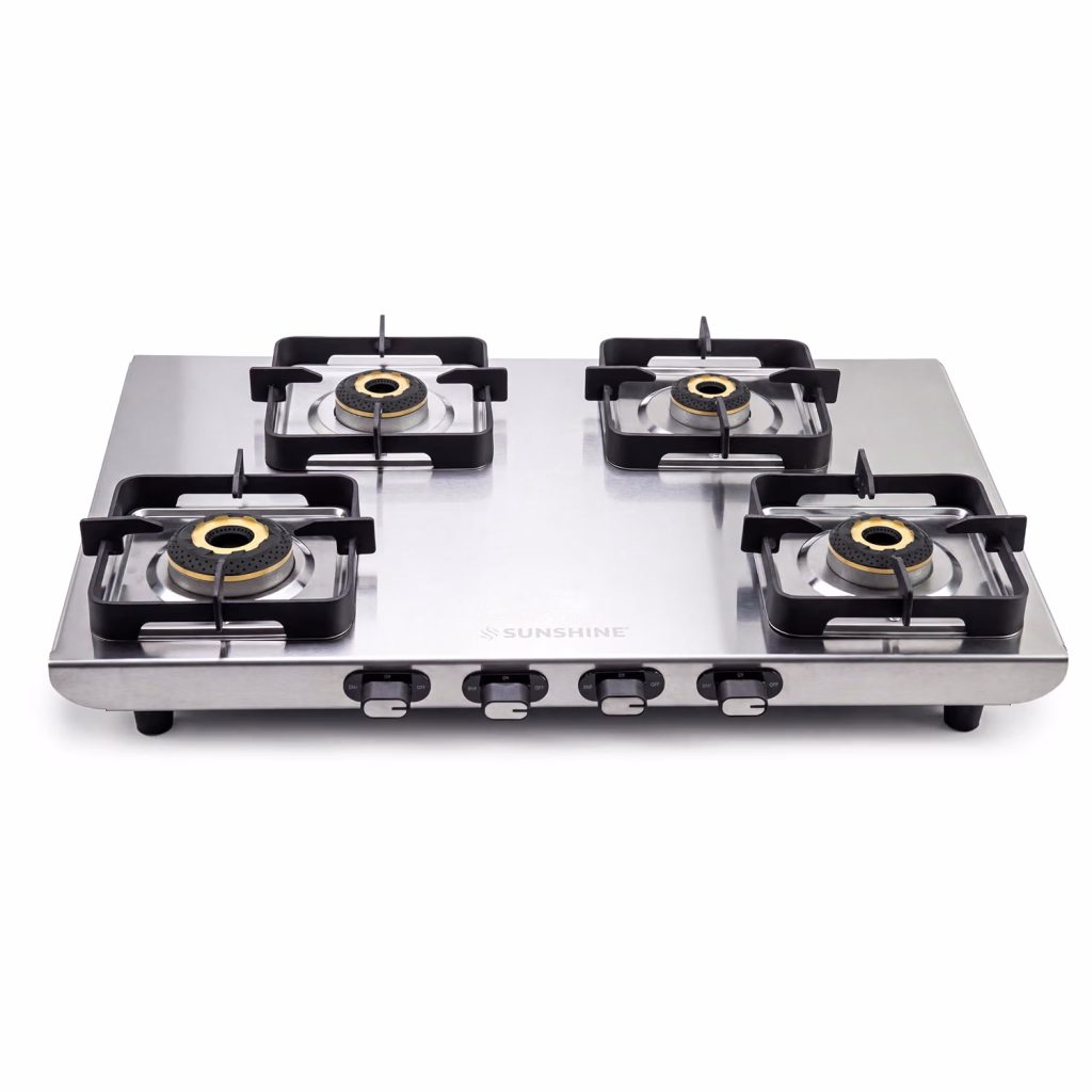 Sunshine Curvv Premium 4 Burner Matte Stainless Steel Gas Stove