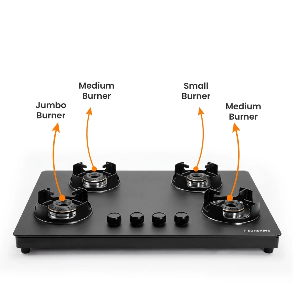 Sunshine Defender 4 Burner Glass Hob-Top Gas Stove