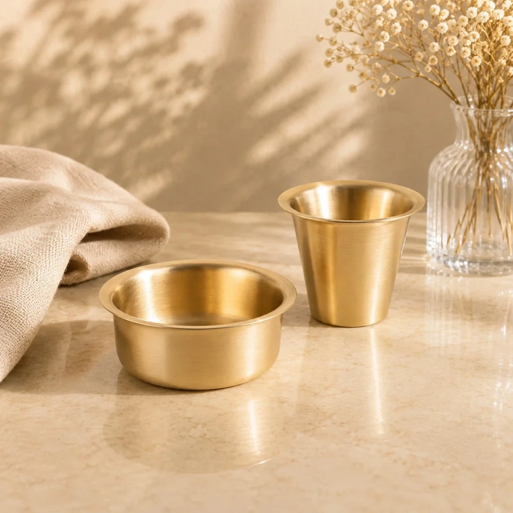 Kansyam Kansa Bronze Filter Coffee Tumbler and Dabara Set - view 2