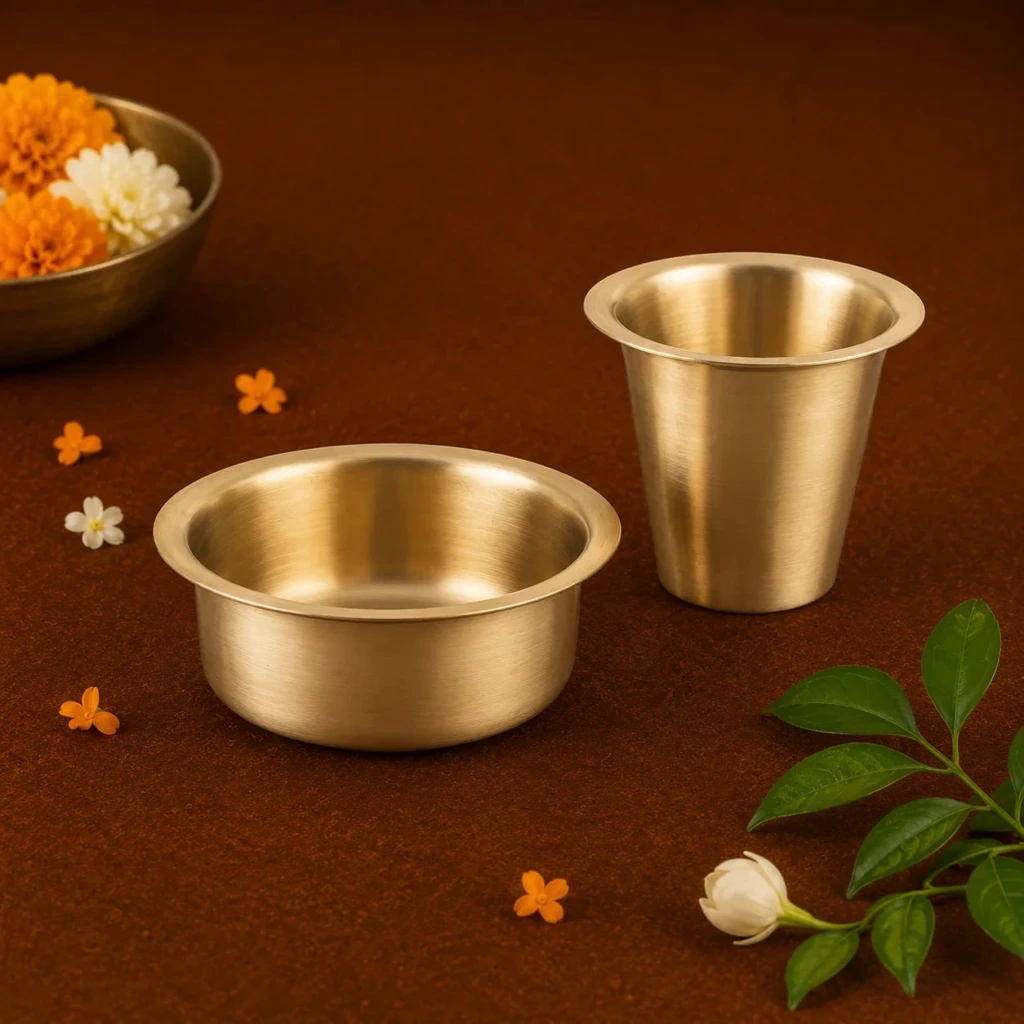 Kansyam Kansa Bronze Filter Coffee Tumbler and Dabara Set - view 3