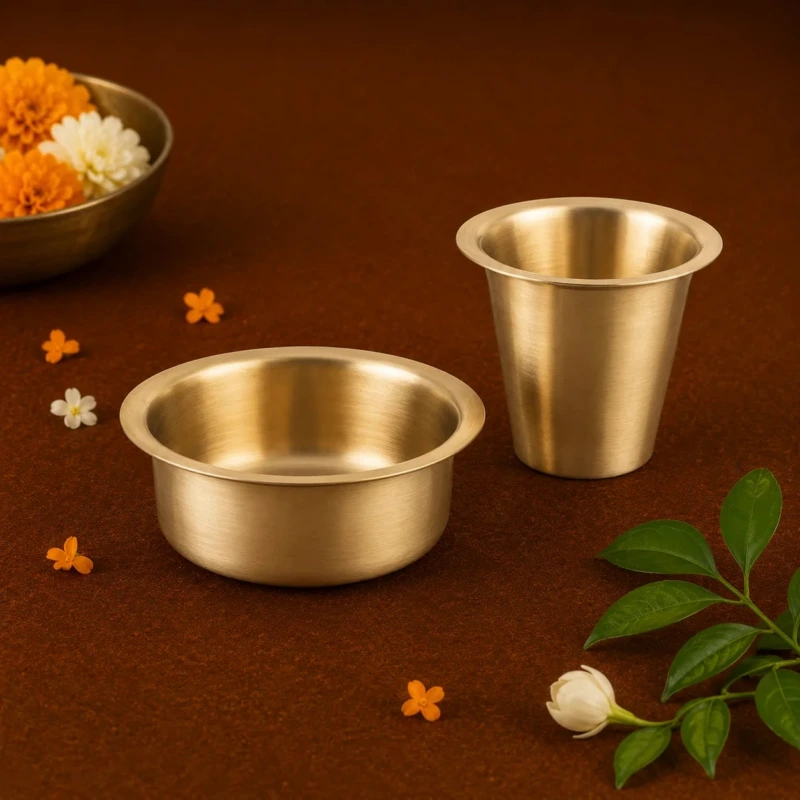 Kansyam Kansa Bronze Filter Coffee Tumbler and Dabara Set - view 3