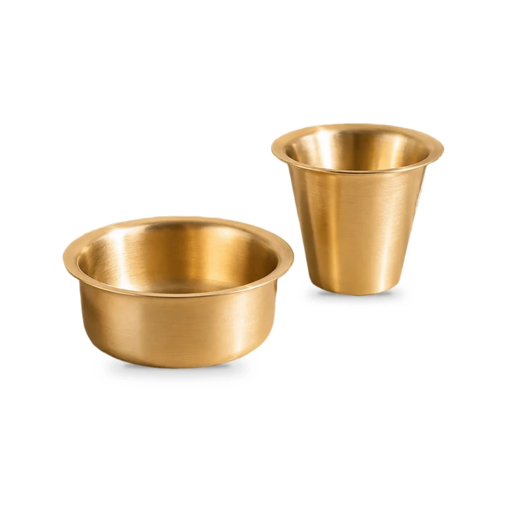 Kansyam Kansa Bronze Filter Coffee Tumbler and Dabara Set